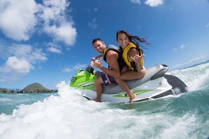 Jet Ski Ride Maunalua Bay. Tandem-2 people ride-price per person - The Maunalua Bay Scenery Payoff: Ko’olau Mountains, Hawaii Kai Shoreline, and Koko Head Views