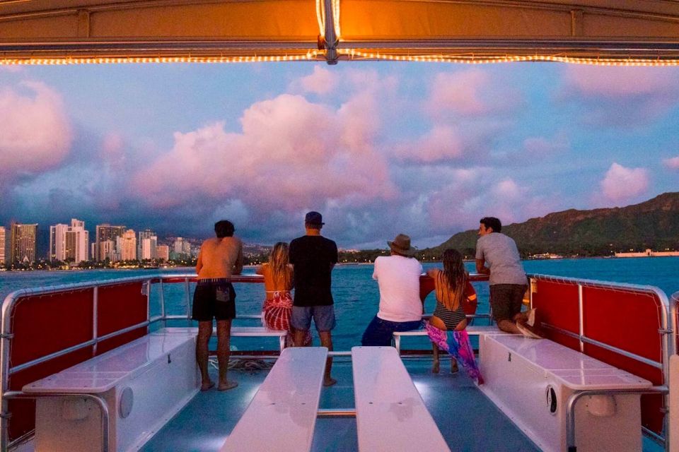 Oahu: Waikiki Glass Bottom Boat Sunset Cruise - Sunset Hour: City Reflections, Skyline Views, and Wildlife Chances