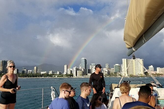 Waikiki Sunset Cocktail Sail with Open Bar - Getting on and off: barefoot beach boarding (plan for wet sand)